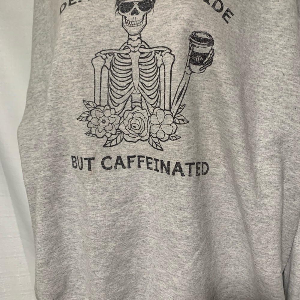 Womens XL Sweatshirt “Gothic Coffee Humor”Distressed/ Faded but Funny & True! - Picture 6 of 8
